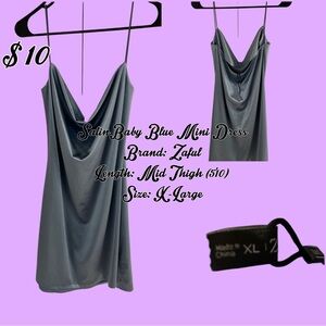 Zaful Light Blue Satin Slip Dress